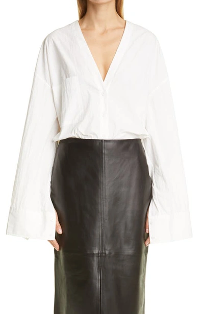 Shop Co Boxy V-neck Blouse In White