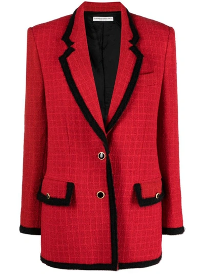 Shop Alessandra Rich Checked Single-breasted Blazer In Red