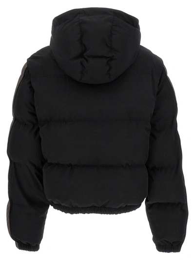 Shop Balmain 'mini Monogram' Down Jacket In Black