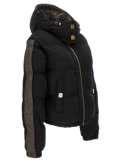 Balmain Mini Monogram Down Jacket In Black