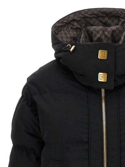 Shop Balmain 'mini Monogram' Down Jacket In Black