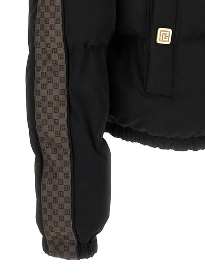 Shop Balmain 'mini Monogram' Down Jacket In Black