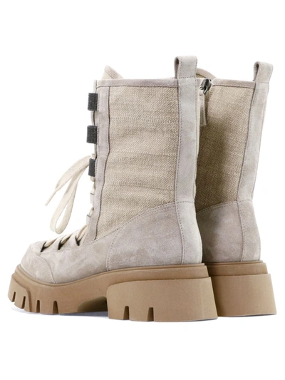 Shop Brunello Cucinelli "precious Eyelets" Ankle Boots In Grey