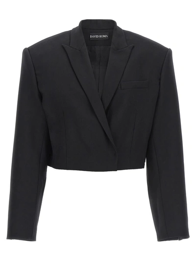 Shop David Koma 'cropped' Blazer In Black