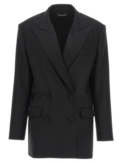 David Koma 'tailored Tuxedo' Blazer With Structured Shoulders In Black