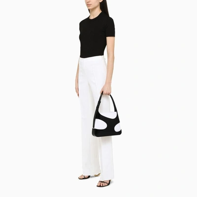 Shop Ferragamo Medium Shoulder Bag With Cut Out Black White In Multicolor