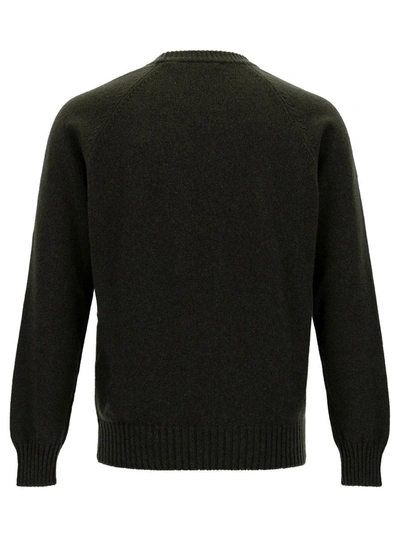 Shop La Fileria Green Crewneck Sweater With Ribbed Trims In Cashmere And Wool Man