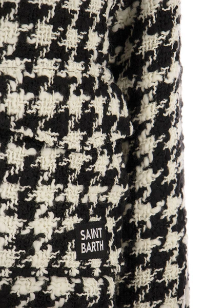 Shop Mc2 Saint Barth Women's Short Shirt With Pied De Poul Print In White/black