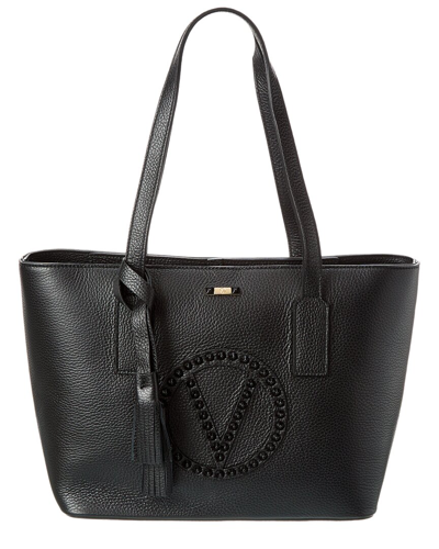 Shop Valentino By Mario Valentino Leather Tote In Black