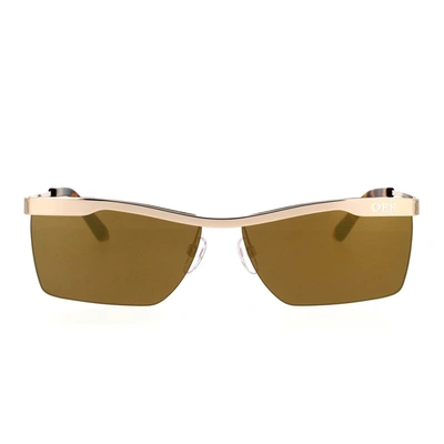 Shop Off-white Sunglasses In Gold