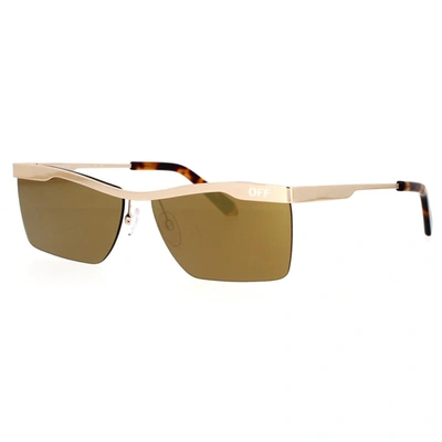 Shop Off-white Sunglasses In Gold