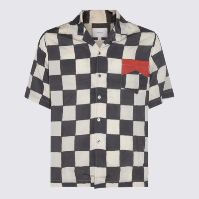 Shop Rhude Ivory Black And Red Silk Checker Shirt In Ivory/black/red