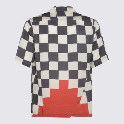 Shop Rhude Ivory Black And Red Silk Checker Shirt In Ivory/black/red