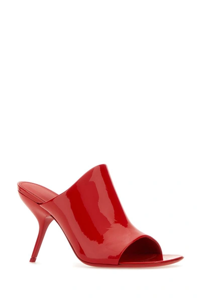 Ferragamo Era Patent Stiletto Mule Sandals In Red