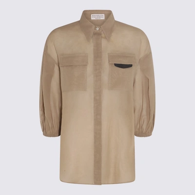 Shop Brunello Cucinelli Beige Cotton Shirt