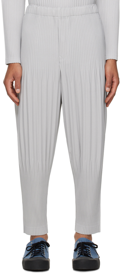 Shop Issey Miyake Gray Basics Trousers In 11-lt.gray