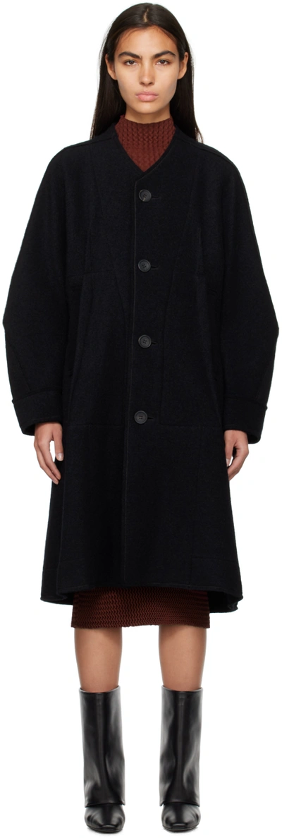 Shop Issey Miyake Black Paneled Coat In 15 Black