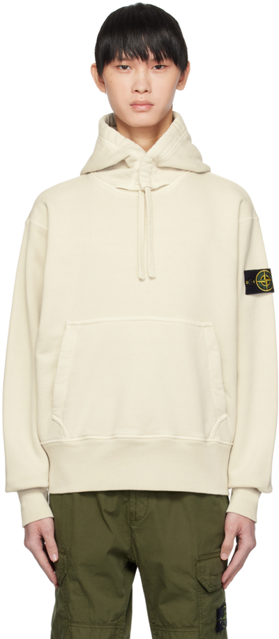 Shop Stone Island Off-white Garment-dyed Hoodie In V0197 Plaster