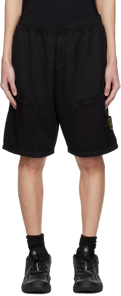 Shop Stone Island Black Mock-fly Shorts In V0029 Black