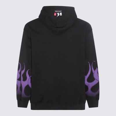 Shop Vision Of Super Black And Violet Cotton Racing Flames Sweatshirt