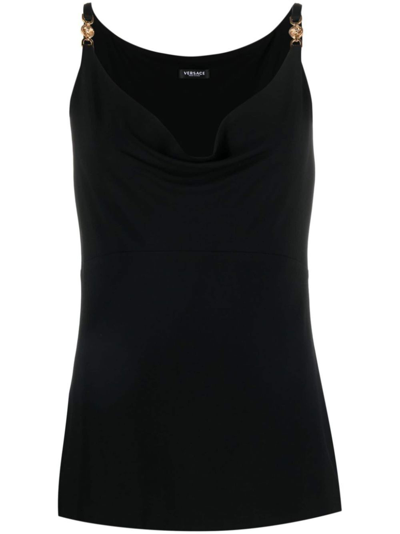 Shop Versace Medusa Cowl Neck Tank Top - Women's - Elastane/viscose In Black