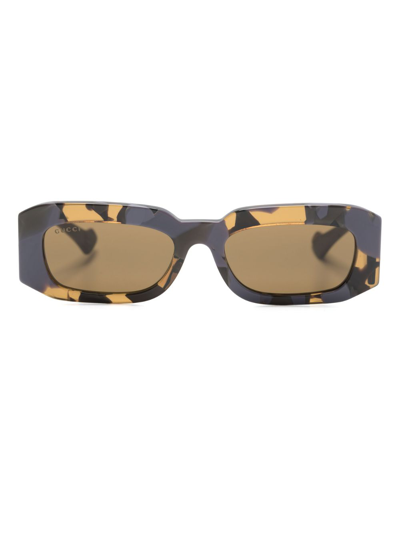 Shop Gucci Purple Rectangle-frame Sunglasses