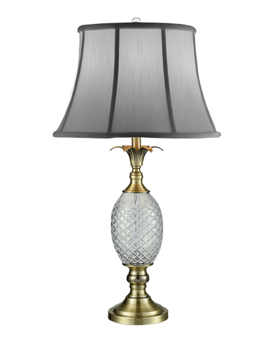 Shop Dale Tiffany Brass Pineapple 24% Lead Crystal Table Lamp In White