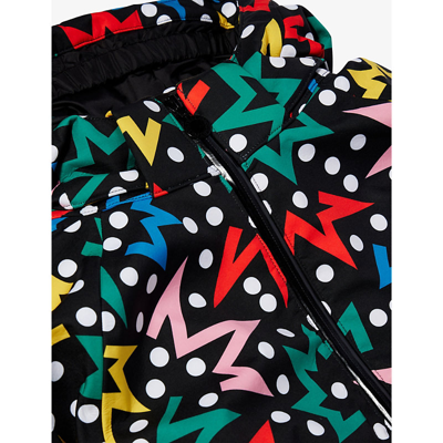 Shop Stella Mccartney Girls Black/colourful Kids Starburst-print Hooded Stretch Recycled-polyester Jacket