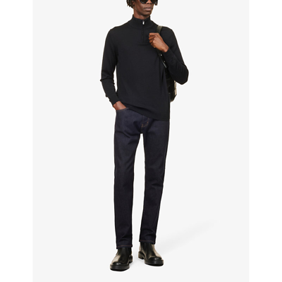 Emporio Armani Mens Denim Blu Belt-loop Five-pocket Regular-fit Straight-leg Stretch-denim Jeans In Denim Blu