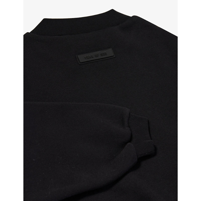 Shop Essentials Fear Of God  Boys Jet Black Kids  Relaxed-fit Cotton-blend Sweatshirt 2-16 Years