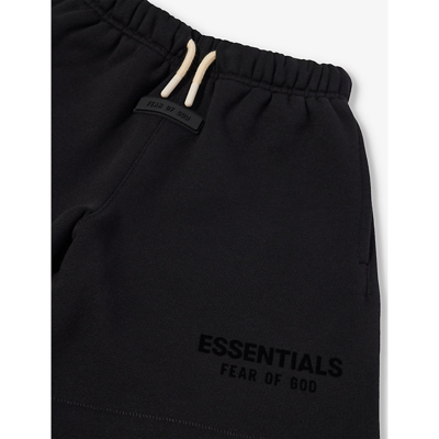 Shop Essentials Fear Of God  Boys Jet Black Kids  Logo-appliqué Cotton-blend Shorts 2-16 Years