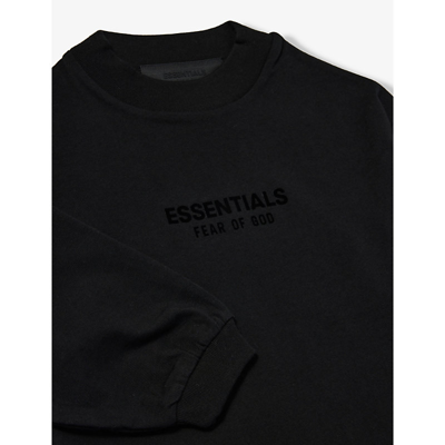 Shop Essentials Fear Of God  Boys Jet Black Kids  Logo-print Cotton-jersey T-shirt 2-16 Years