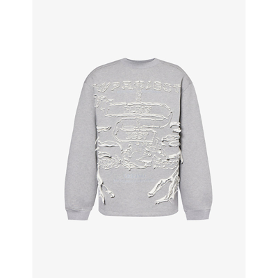 Shop Y/project Men's Light Grey Paris Brand-embroidered Cotton-jersey Sweatshirt