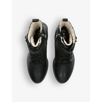 Shop Carvela Comfort Women's Black Snug Shearling-lined Heeled Leather Ankle Boots