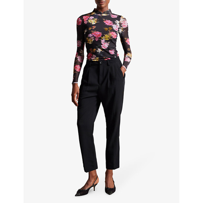 Shop Ted Baker Lohren Tapered-leg Mid-rise Woven Trousers In Black