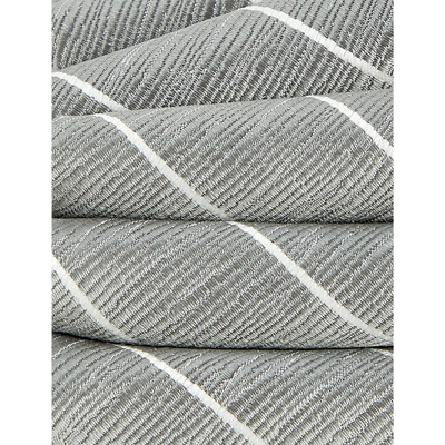 Shop Giorgio Armani Men's Grey Striped Silk Tie