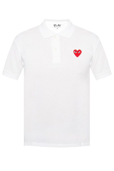 Shop Comme Des Garçons Play Heart Logo Embroidered Short In White