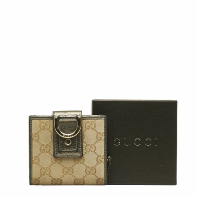 Shop Gucci Abbey Beige Canvas Wallet  ()
