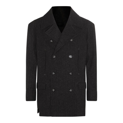 Shop Vivienne Westwood Double Breasted Peacoat In Black