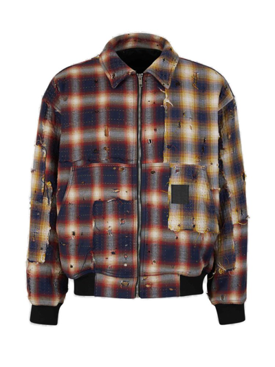 Shop Givenchy Checked Distressed Bomber Jacket In Multi