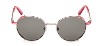 Shop Moncler Eyewear Round Frame Sunglasses In Red