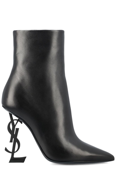 Shop Saint Laurent Opyum Ankle Boots In Black