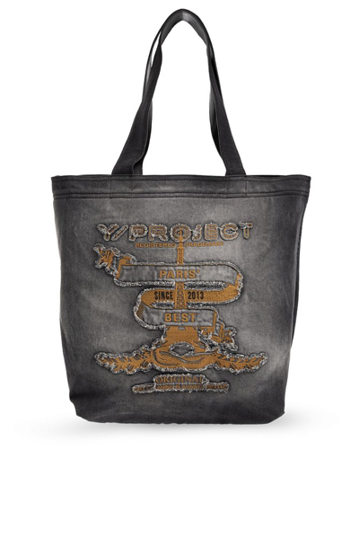 Shop Y/project Logo Patch Tote Bag In Black
