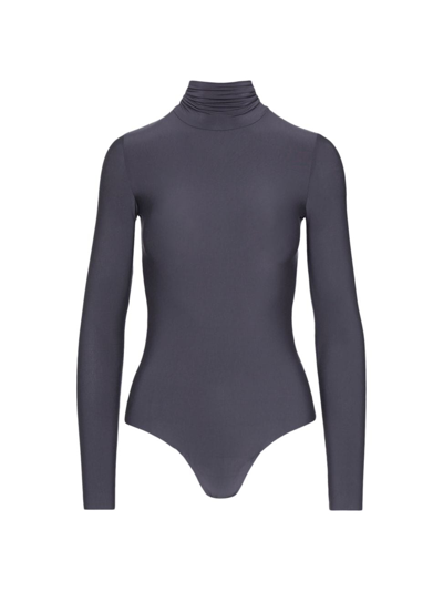 Shop Commando Women's Butter Long-sleeve Turtleneck Bodysuit In Asphalt