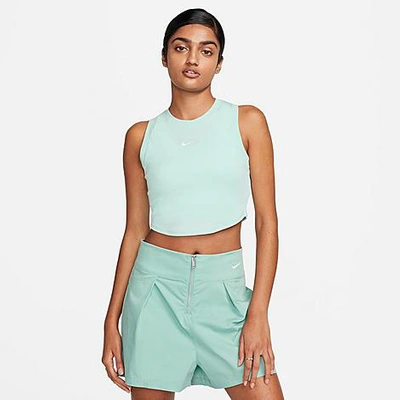 Shop Nike Women's Sportswear Essential Ribbed Cropped Tank Top In Jade Ice/sail