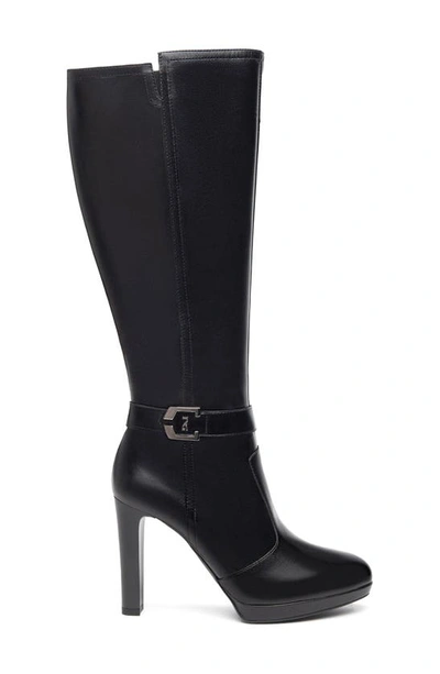 Nerogiardini Logo Buckle Leather Knee Boots In Black