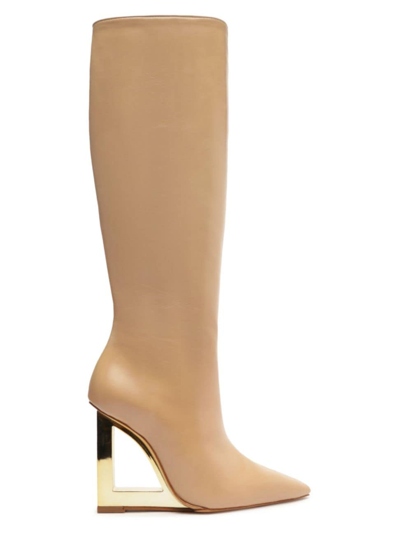 Shop Schutz Women's Filipa 102mm Knee-high Leather Boots In True Beige