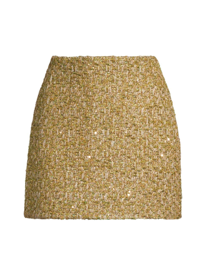 Shop Milly Women's Metallic Tweed Miniskirt In Gold