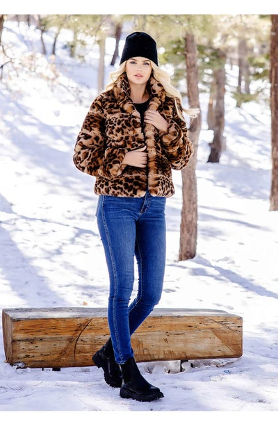 Donna Salyers Fabulous-furs Posh Quilted Faux Fur Jacket In Cheetah Brown
