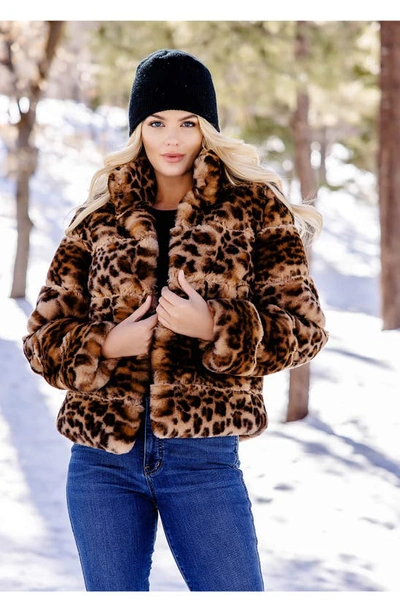 Shop Donna Salyers Fabulous-furs Posh Quilted Faux Fur Jacket In Cheetah Brown